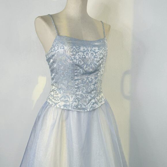 Vintage Dresses & Skirts - Vintage Y2K 00s Light Blue Shimmery Princess Prom Dress Lace Up Back Size 7/8
